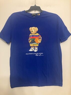 Polo Ralph Lauren polo bear with basket ball short sleeve shirt royal blue small